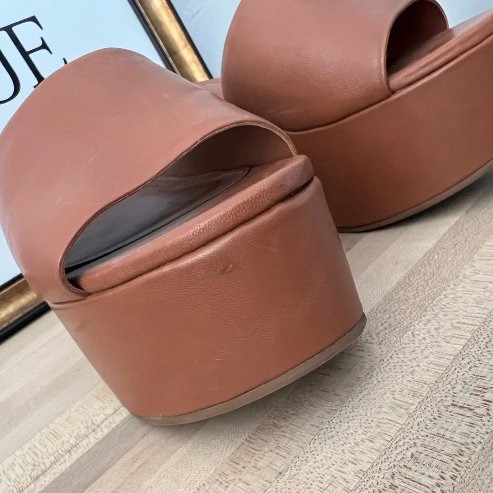 Larroude Cognac Platform Shoes with Chunky Design - Picture 2 of 8